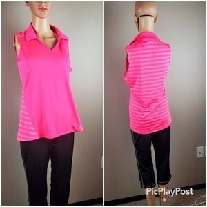 Under Armour Hot Pink Striped Heat Gear Top
